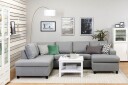 Crazy 4 seters Venstrevendt U formet Large Sofa med Divan og Sjeselong i Stoff   Grå