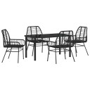  5 Delers Hage Spisestset Black Poly Rattan