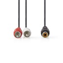 Nedis Stereo Lydkabel 2x RCA Han til RCA Hun 0,2 m Nikkelbelagt