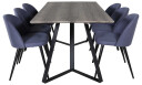 Venture Design Marina & Velvet spisegruppe Grå/blå 6 st stoler & bord 180 x 90 cm