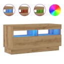  TV-benk med LED-lys artisan eik 80x35x40 cm konstruert tre 8721158437952
