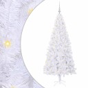  Kunstig juletre med 300 LED med stativ Hvit 180 cm PVC og stål