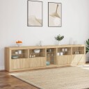 vidaXL Skjenk med LED-lys sonoma eik 283x37x67 cm