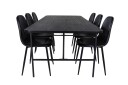 Venture Design Uno & Polar spisegruppe Svart/svart 6 stoler & bord 200 x 90 cm