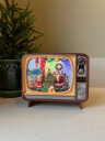 Gammeldags TV med LED lys og musikk 17 cm gull