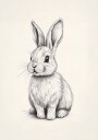 Baby Bunny Sketch Black And White Rabbit Drawing Plakat Plakat / 50x70cm