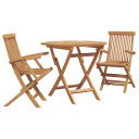  3-delt Sammenleggbar Hage Bistro Set Solid Tre Akasie