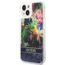 Guess Hardcase Flower Liquid Glitter Guhcp14mlflsb Galinis Dangtelis, Apple, Iphone 14 Plus, Mėlyna, 6,7 "
