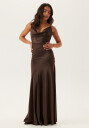 Goddiva Satin Cowl Neck Maxi Dress
