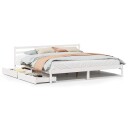  Sengeramme med madrass hvit 200x200 cm heltre furu 8721102939389