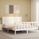 vidaXL Sengeramme med hodegavl hvit 160x200 cm heltre 8720845983871