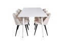 Venture Home Polar Spisegruppe 180 cm Rektangulær med 6 Velvet Stoler Beige
