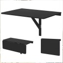 Veggmontert klaffebord 80 x 60 cm / veggbord / bord med nedfellbar bordplate i MDF og furu   svart