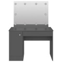 vidaXL Sminkebord med LED-lys 110x55x145 cm MDF grå