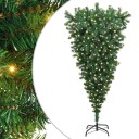  Opp ned Kunstig Forbelyst Juletre med 300 LED grønn 180 cm PVC