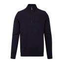 Abel Half-zip Navy XL Brick pattern cashmere knit