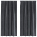  Gardiner med gardiner 2 pcs Lysegrå 140 x 175 cm Fløyel
