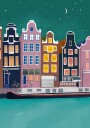Amsterdam by night Poster Plakat / 40x50cm