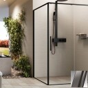Novellini Riga F2P fastvegg høyre, 67,5-69 cm, klart glass, børstet grafitt profil