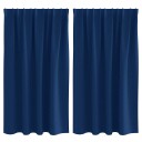  Gardiner med gardiner 2 pcs Mørkblå Polyester