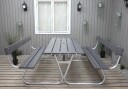 Benkesett Picnic Stabil Med Rygg   Askegrå