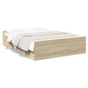  Sengeramme med skuffer sonoma eik 120x190 cm konstruert tre 8721102619762