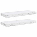  Vegghylle 2 pcs Hvit marmor 60 x 23,5 x 4 cm Konstruert tre