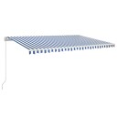 vidaXL Manuell uttrekkbar markise med LED 500x350 cm blå og hvit