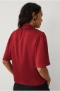 Ellos Collection Rød Bluse med Draperte Volangermer