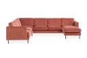 Teodin Hjørnesofa med Divan Høyre Fløyel   Rosa
