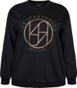 Zizzi   Collegegenser cAnnie L/S Loose Sweat   Svart