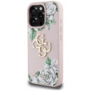 Guess Grained Roses Big 4G Mobildeksel til iPhone 16 Pro - Rosa