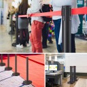 Avsperringsstolper med uttrekkbar stropp - Svart/Röd / / köstolpar / barrieresystem