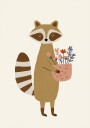 Raccoonwithflowers Plakat Plakat / 21x30cm