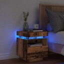 Nattbord med LED gammelt tre 40x39x48,5 cm 8721158446459