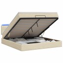 vidaXL Ottoman Seng med Madrass og LED Krem 180 x 200 cm Stoff