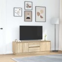 TV benk med LED lys sonoma eik 160,5x41x50 cm