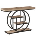 Konsollbord 105×30×80 cm / avlastningsbord med hyller / sidebord i tre og metall – Brun/svart