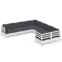 vidaXL Hagesofagruppe med puter 8 deler hvit heltre furu