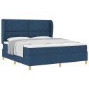  Box Spring Seng med Madrass Blå 180x200 cm Stoff