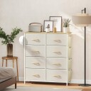 Soveromskommode med 8 stoffskuffer stålramme beige