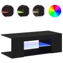  TV skap med LED  stripelys Svart 90 x 39 x 30 cm Konstruert tre