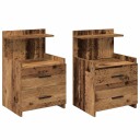  Nattbord 2 stk med 2 skuffer gammelt tre 40x36,5x62 cm