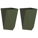 vidaXL Plantekassed 2 pcs Olivengrønn 50 x 50 x 75 cm Stål