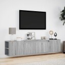  Vegghengt TV-benk med LED grå sonoma 180x31x39,5 cm