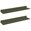 vidaXL Flytende hylle 2 pcs Olivengrønn 40 x 8,5 x 2,5 cm Stål