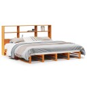  Seng med bokhylle uten madrass voksbrun 180x200 cm heltre 8721158627186