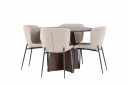 Venture Home Bootcut Spisegruppe 110 cm Rund med 4 Modesto stoler Mocca/Beige