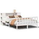  Seng med bokhylle uten madrass hvit 140x190 cm heltre furu