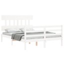 vidaXL Sengeramme med hodegavl hvit 140x190 cm heltre